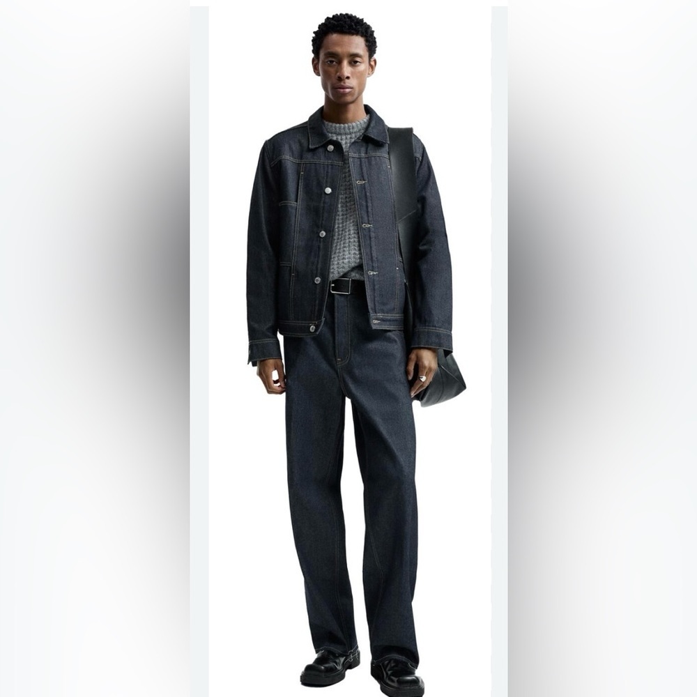 Zara Denim Standards Button Fly Straight Leg Jean -Dark denim -NWT!- Sz …